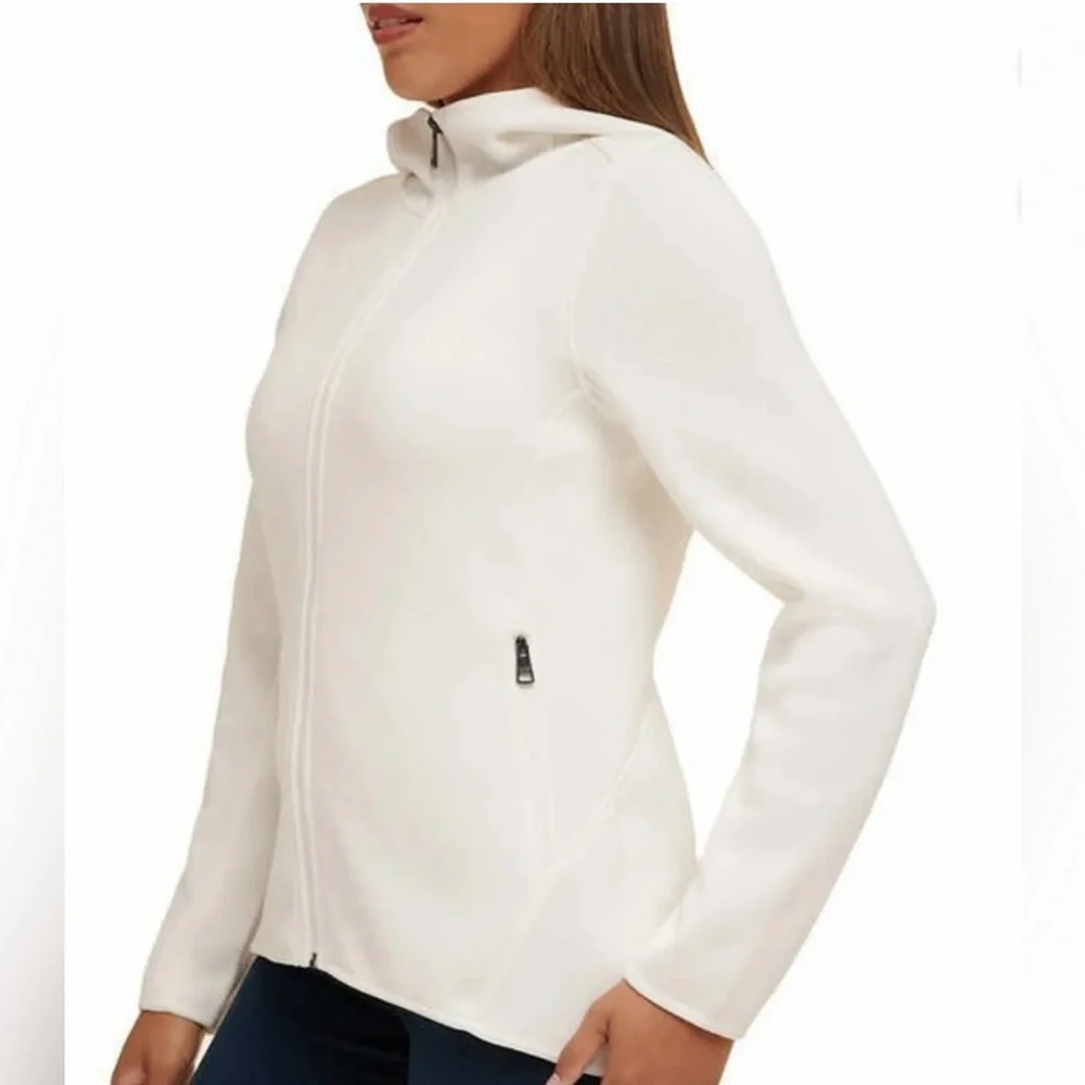 Andrew Marc Women's Cozy Hi-Low Soft Fleece Hooded Jacket Full Zip Hoodie